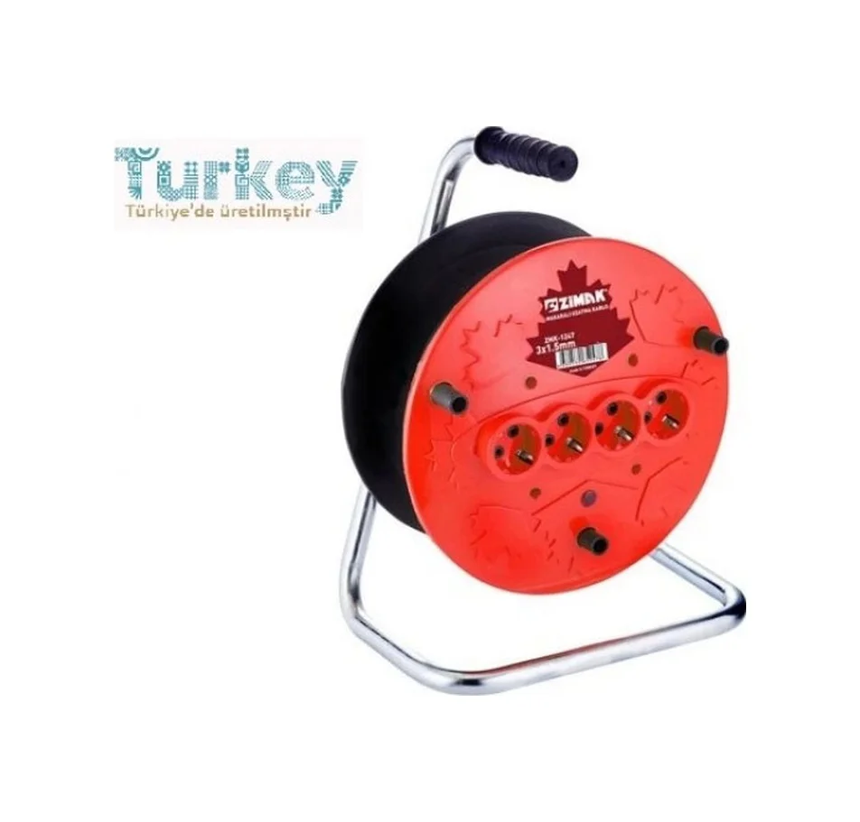Extra 4lü Elektrik Seyyar Makaralı Uzatma Kablo 50 Metre Taşınabilir Lisinya
