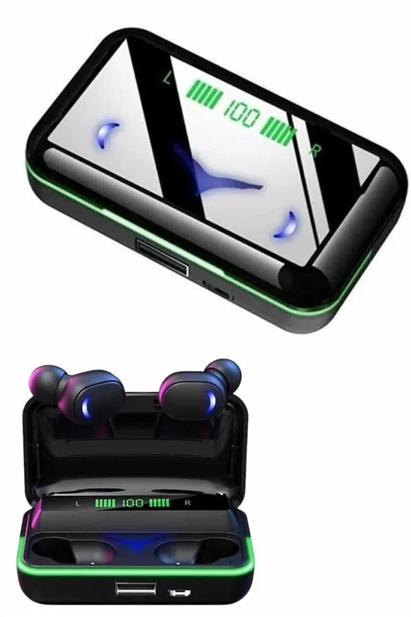 Extra Bass Kablosuz Kulaklık Işıklı Bluetooth Kulaklık Powerbank 