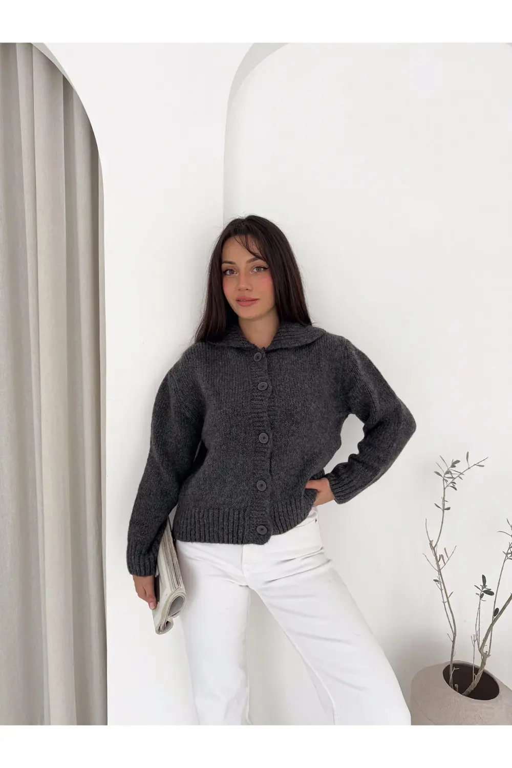 Extra Soft Yaka Detaylı Triko Hırka