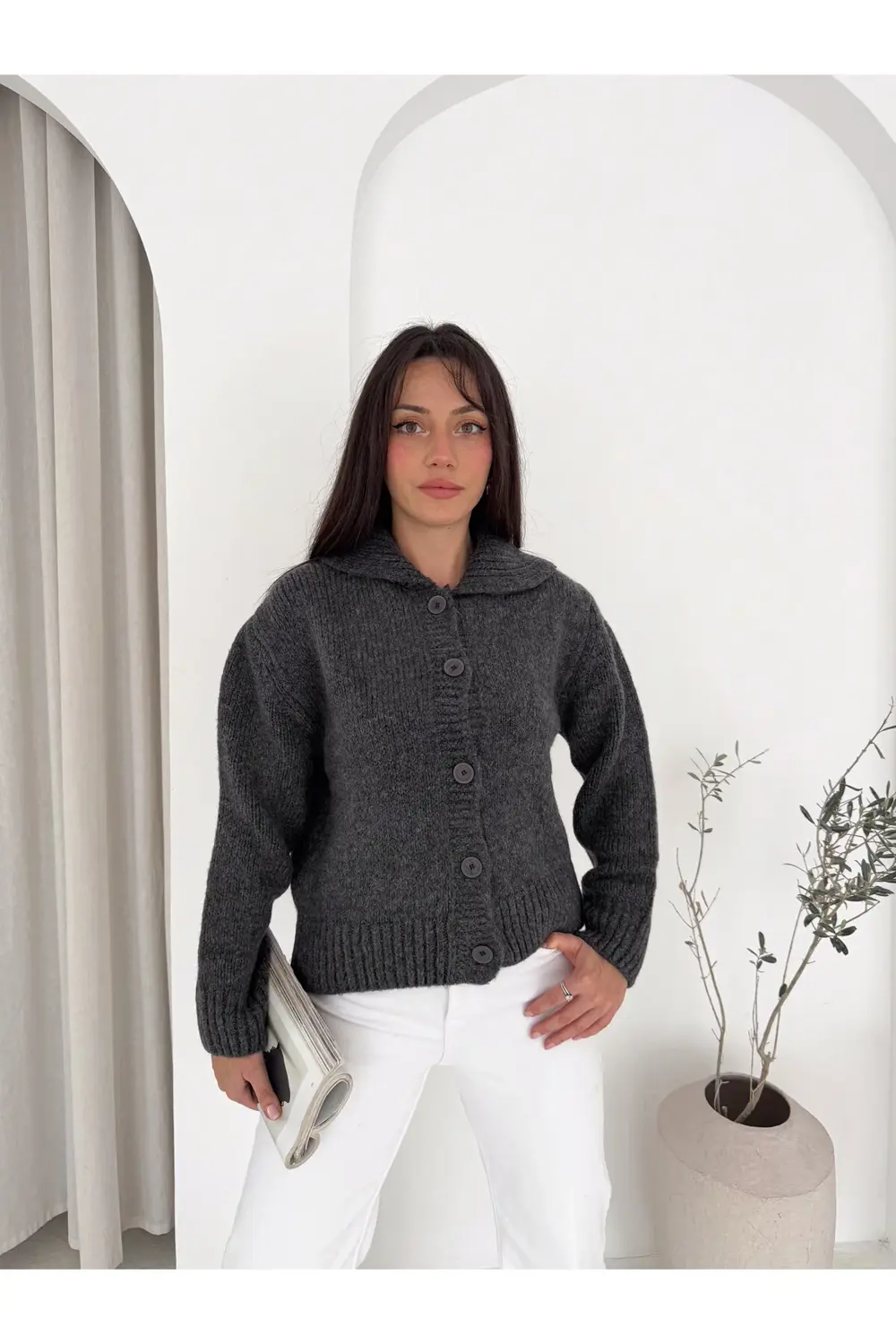 Extra Soft Yaka Detaylı Triko Hırka