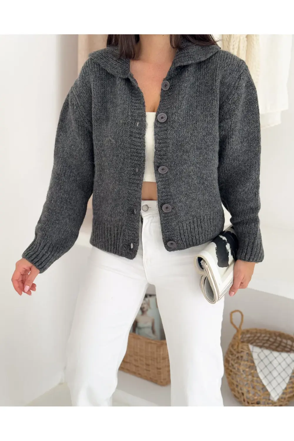 Extra Soft Yaka Detaylı Triko Hırka