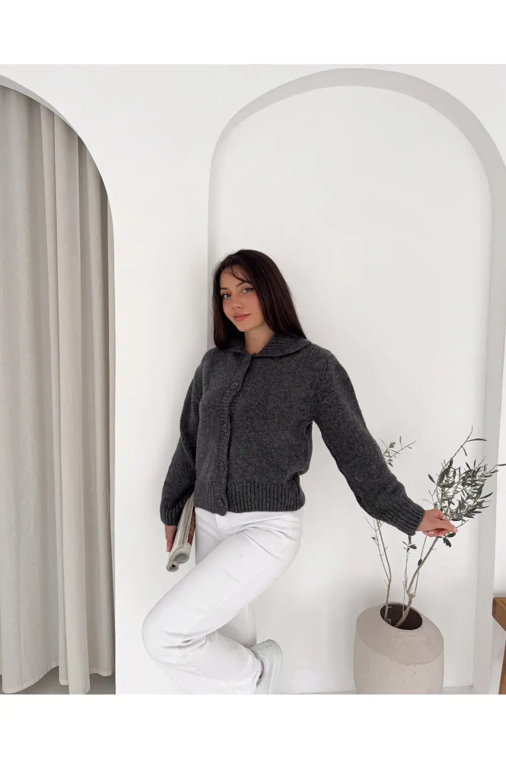 Extra Soft Yaka Detaylı Triko Hırka