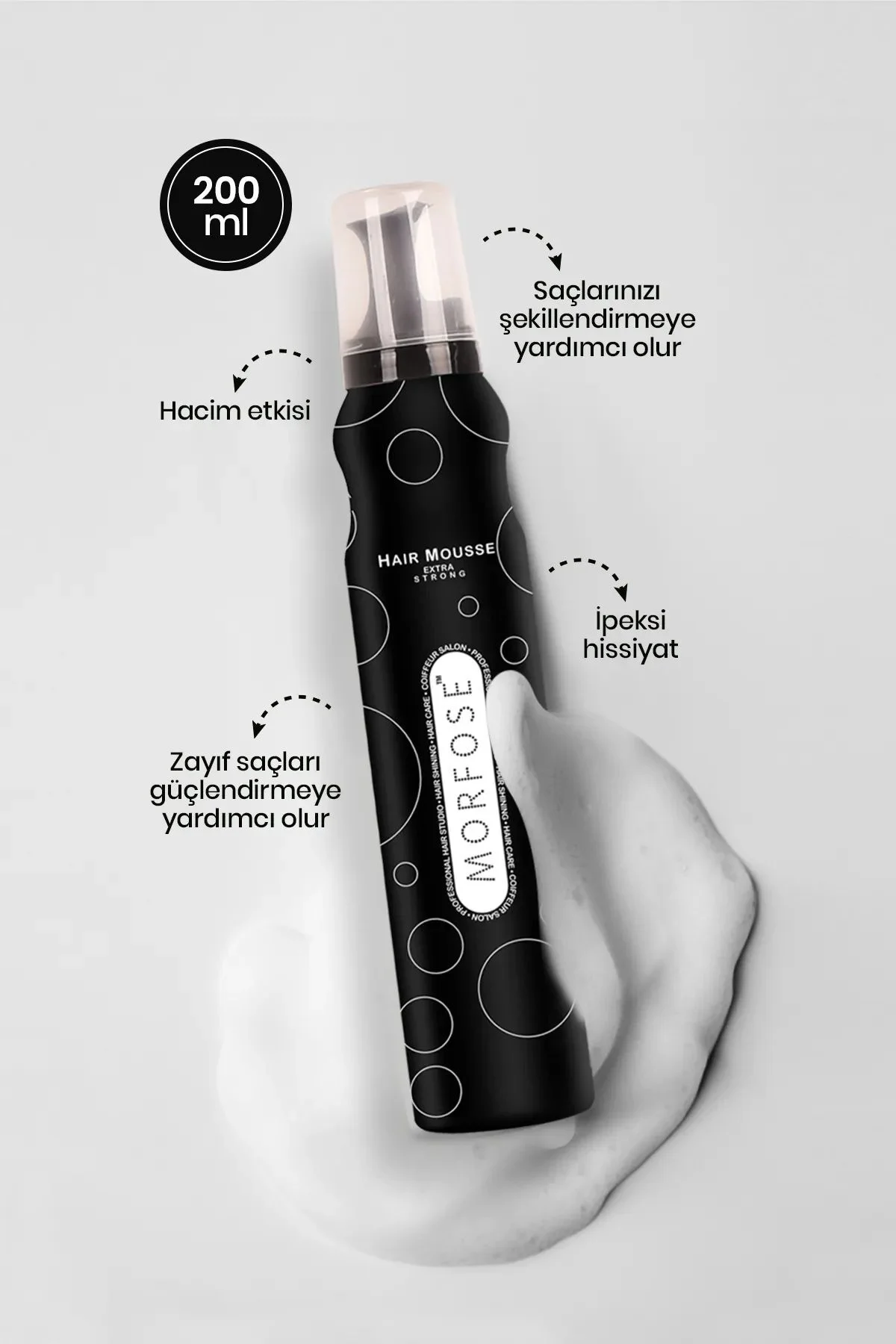 Extra Strong Saç Köpük 200 ML - Ekstra Hacim Tutuş - mrfs