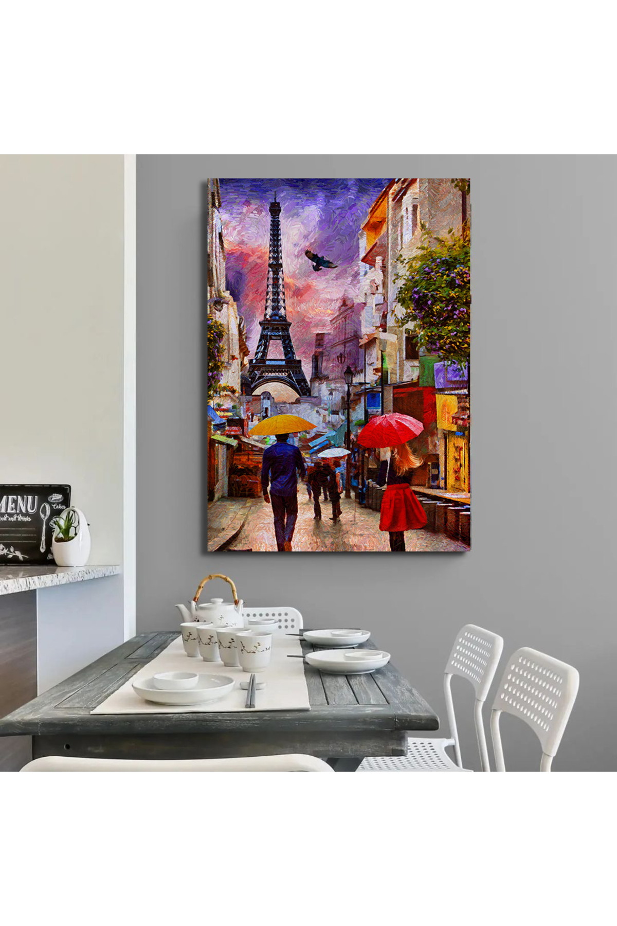 Korkmazkanvas Eyfel Kulesi İle Yağmurlu Bir Gün Paris. Kanvas Tablo