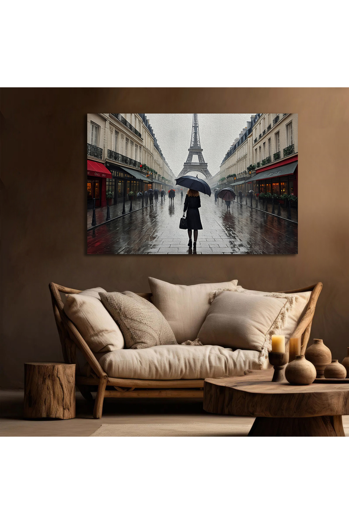 Korkmazkanvas Eyfel Kulesi İle Yağmurlu Bir Gün Paris. Kanvas Tablo