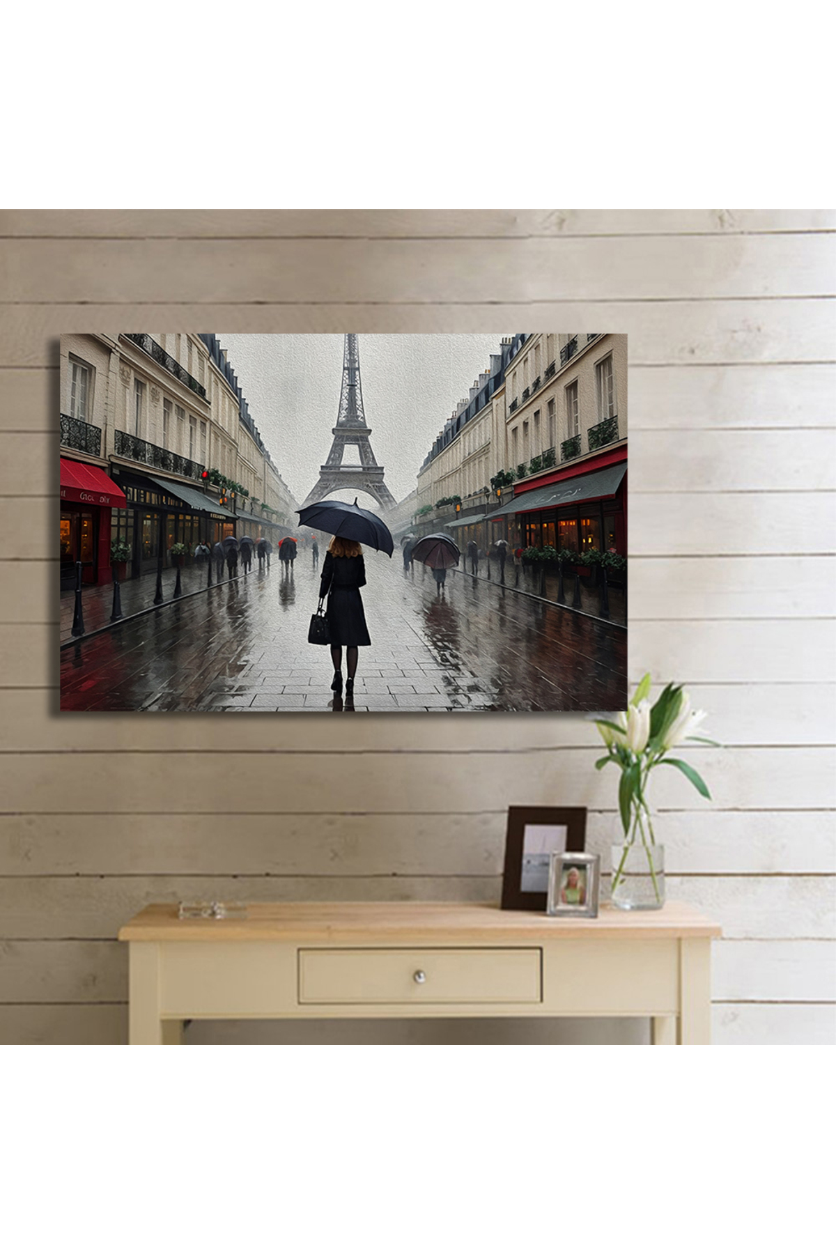 Korkmazkanvas Eyfel Kulesi İle Yağmurlu Bir Gün Paris. Kanvas Tablo