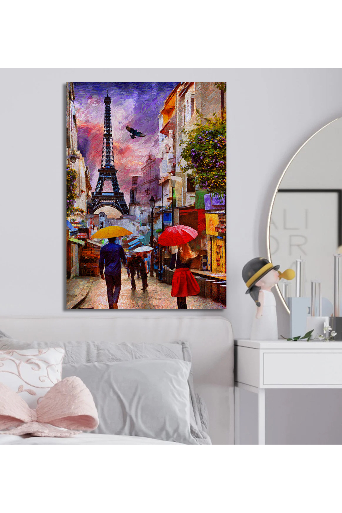 Korkmazkanvas Eyfel Kulesi İle Yağmurlu Bir Gün Paris. Kanvas Tablo