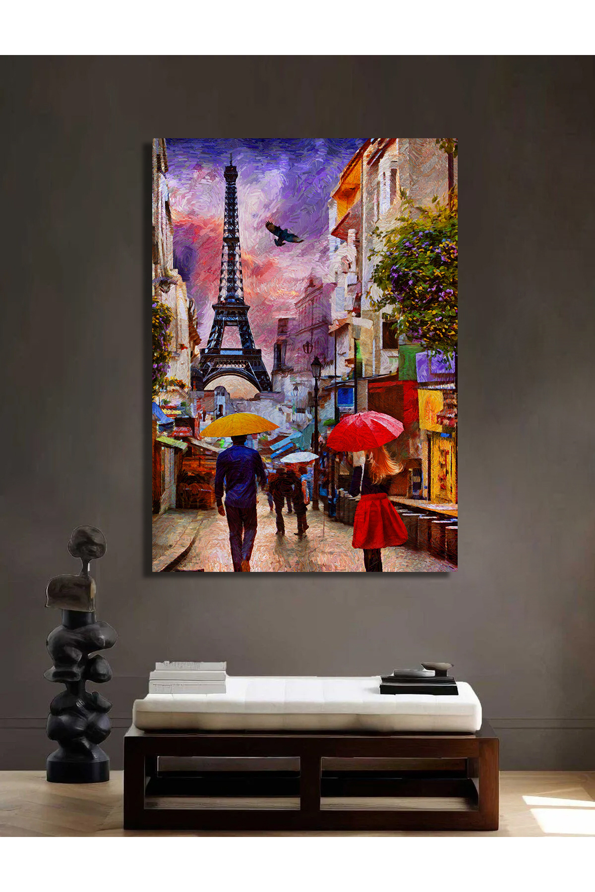 Korkmazkanvas Eyfel Kulesi İle Yağmurlu Bir Gün Paris. Kanvas Tablo