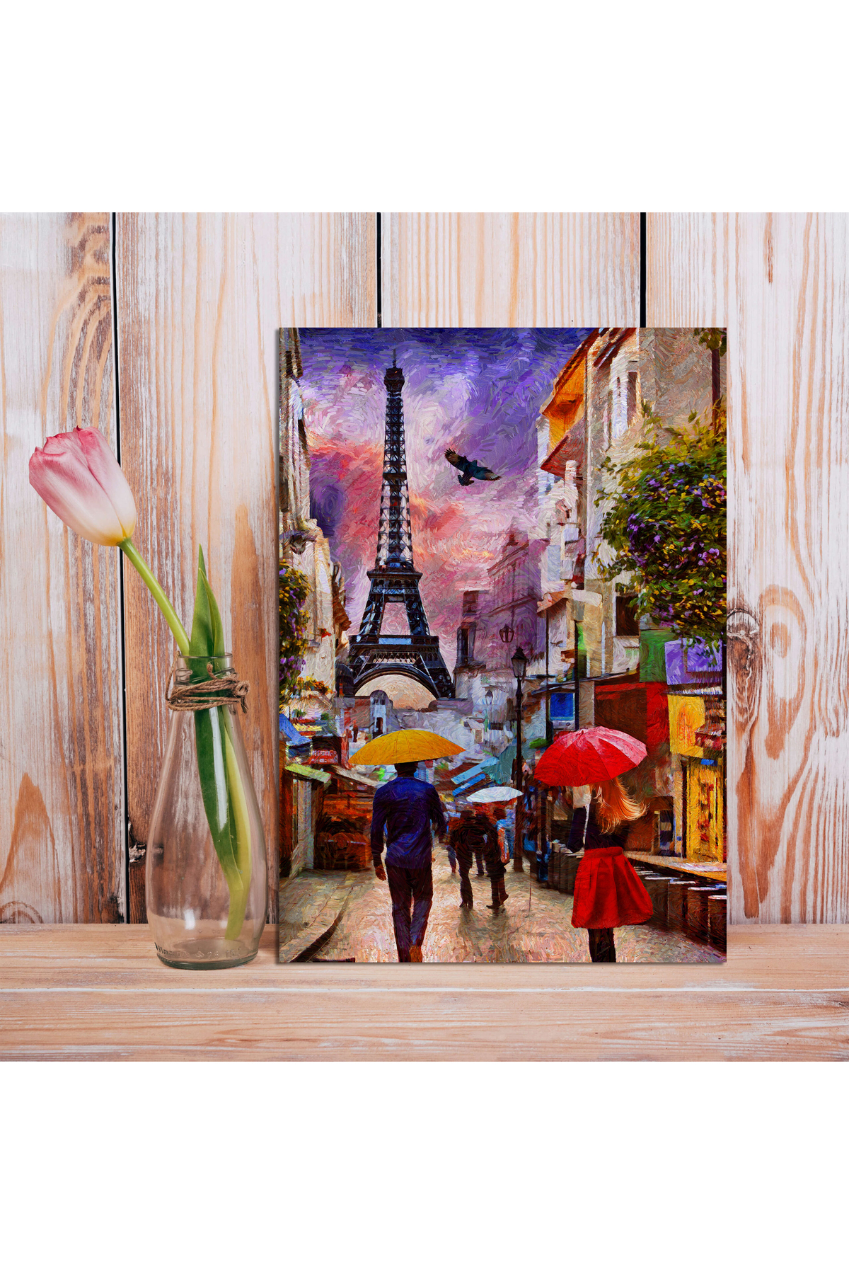 Korkmazkanvas Eyfel Kulesi İle Yağmurlu Bir Gün Paris. Kanvas Tablo