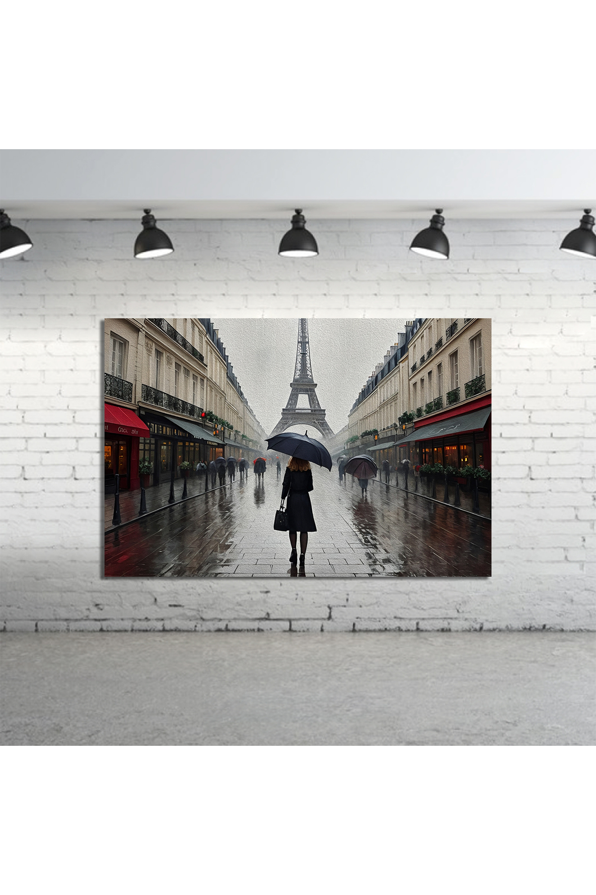 Korkmazkanvas Eyfel Kulesi İle Yağmurlu Bir Gün Paris. Kanvas Tablo