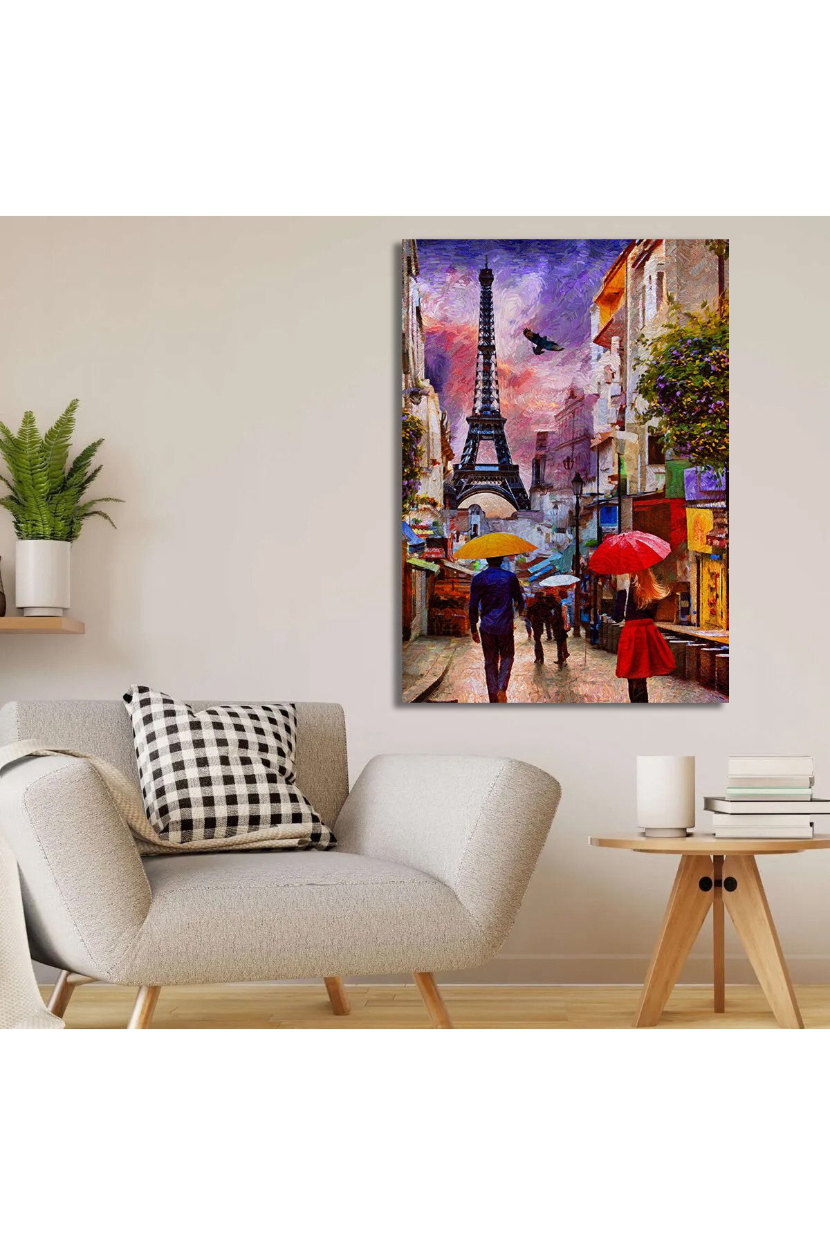 Korkmazkanvas Eyfel Kulesi İle Yağmurlu Bir Gün Paris. Kanvas Tablo
