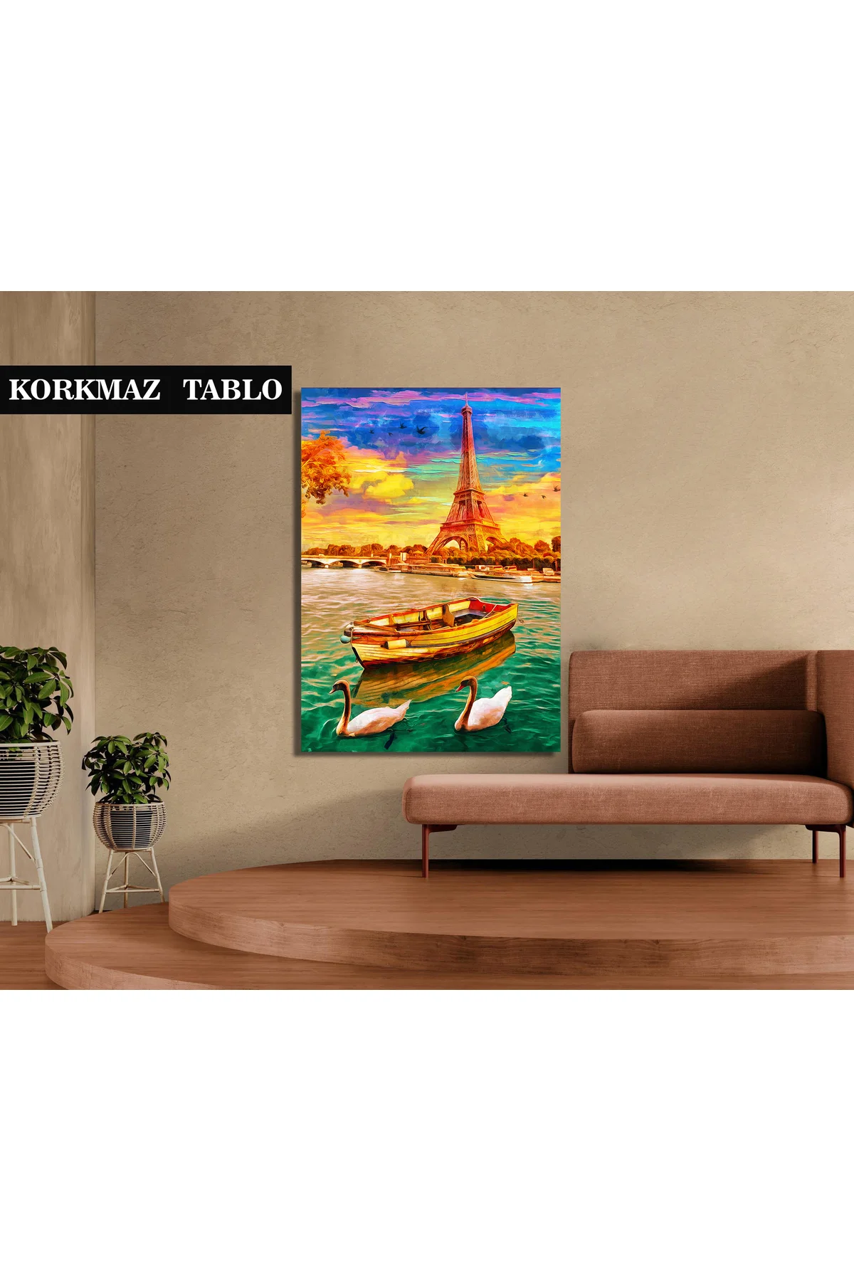 Eyfel Kulesi ve Paris'teki seine nehrinden Jane köprüsü. Kanvas T