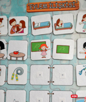 Eylem Ilişkisi Keçe Cırtlı Duvar Panosu , Eğitici Oyuncak