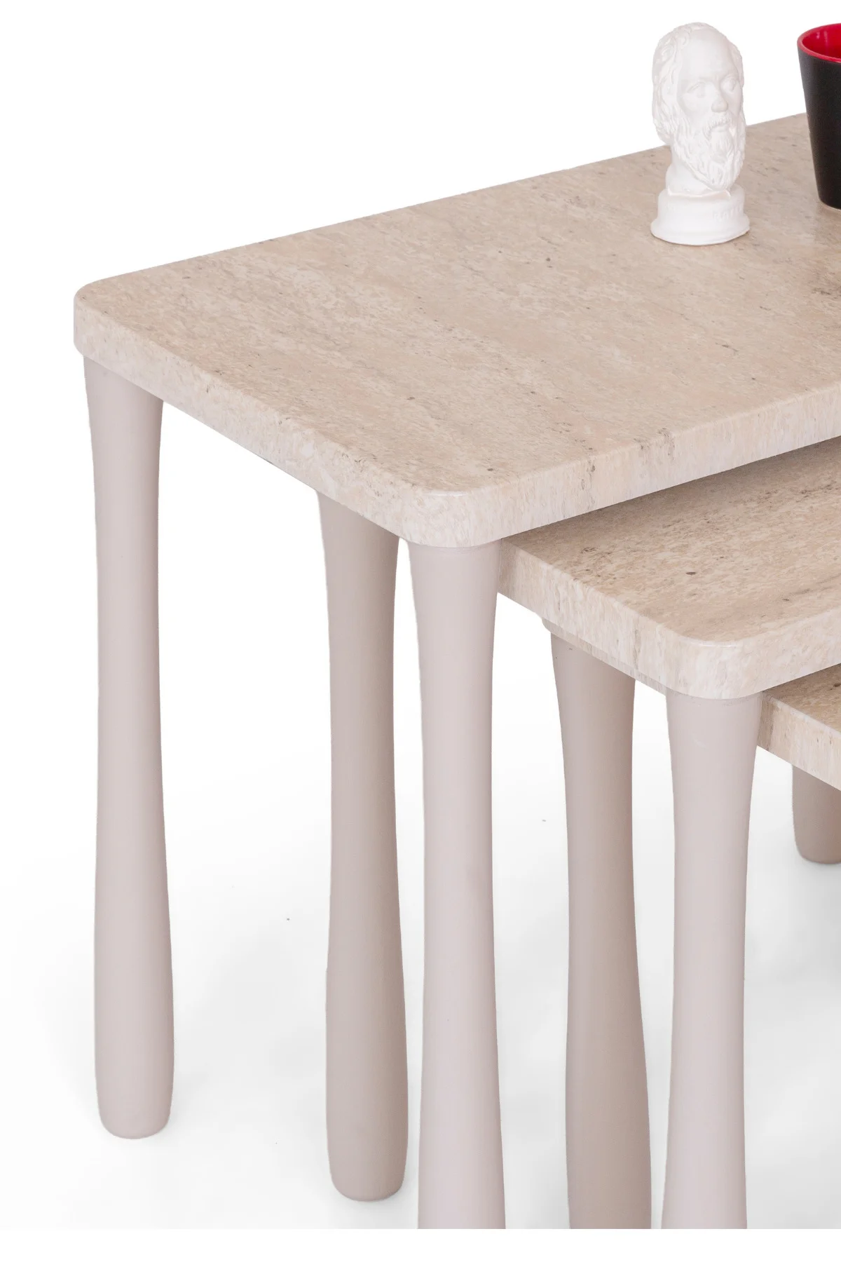 Eylül 3’lü Zigon Sehpa Seti – Beyaz Renk MDF Mebran Kaplama, Cevi