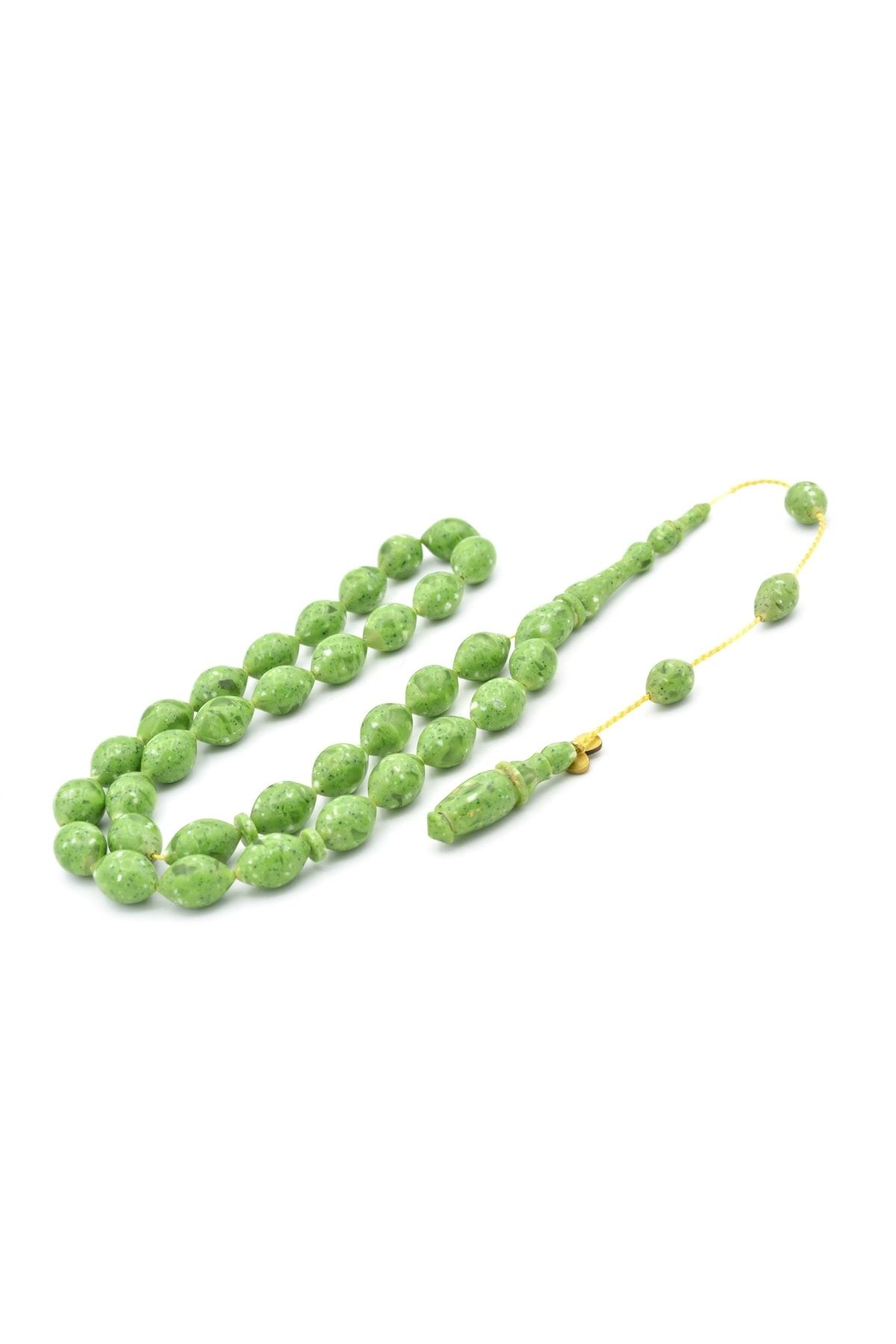 Murty99 Eyyüp Usta İmzalı Beyzi Kesim Yeşil Taş Katalin Tesbih 003