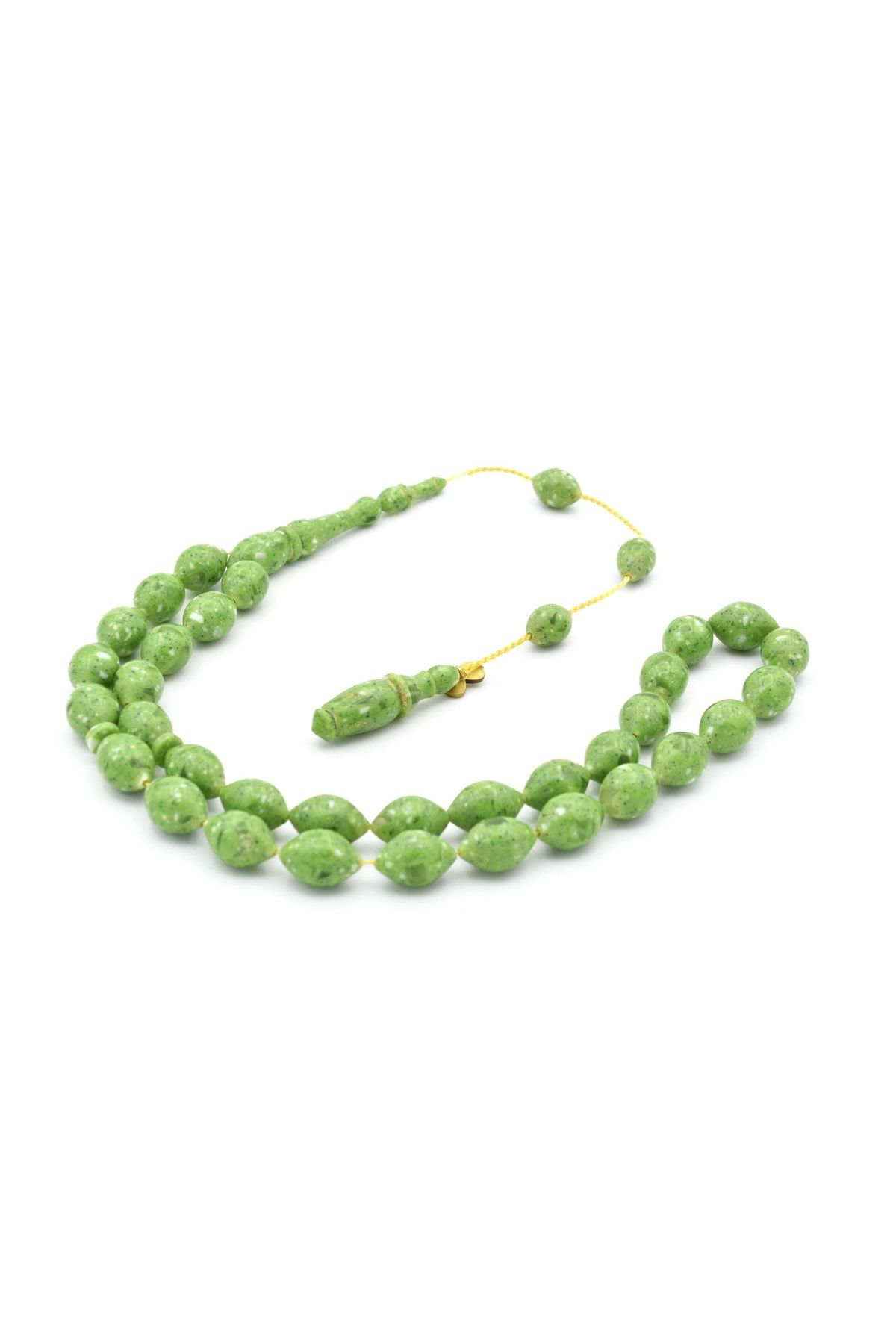 Murty99 Eyyüp Usta İmzalı Beyzi Kesim Yeşil Taş Katalin Tesbih 003