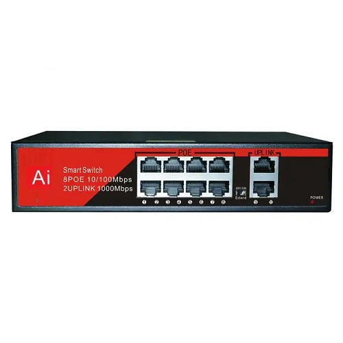 Ezcool Ez-08Psf 8Xfe+2Xge Yönetilemez Poe Switch (120 Watt)