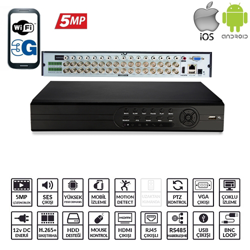 Ezcool Ez-8732Ahd 32Kanal 16Ses 5Mp 2Hdd Ahd Xmeye