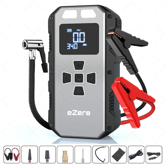 EZERE 4 in1 8000mAh Lastik Sisirme Pompası Ve Starter Akü Takviye Seti-1852 EZERE 4 in1 8000mAh Lastik Sisirme Pompası Ve Starter Akü Takviye Seti-1852