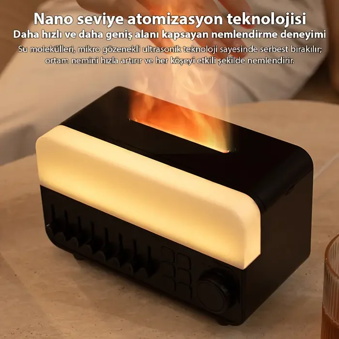 Ezere A14 Bluetooth Hoparlörlü Alev Efektli 8 Sesli Renkli Alev Görünümlü Aromaterapi Difüzörü Ultrasonik Hava Nemlendici-1852 Ezere A14 Bluetooth Hoparlörlü Alev Efektli 8 Sesli Renkli Alev Görünümlü Aromaterapi Difüzörü Ultrasonik Hava Nemlendici-1852