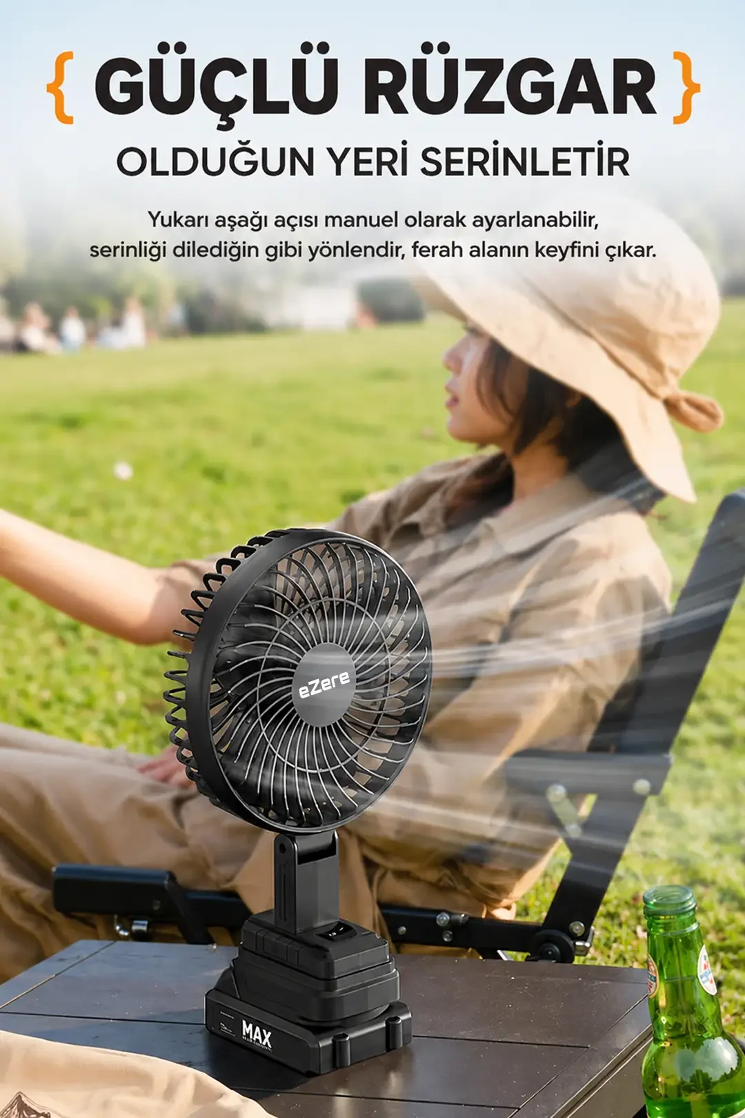 Ezere AirMax Şarjlı Taşınabilir Outdoor Fan Vantilatör ST-7997-1852