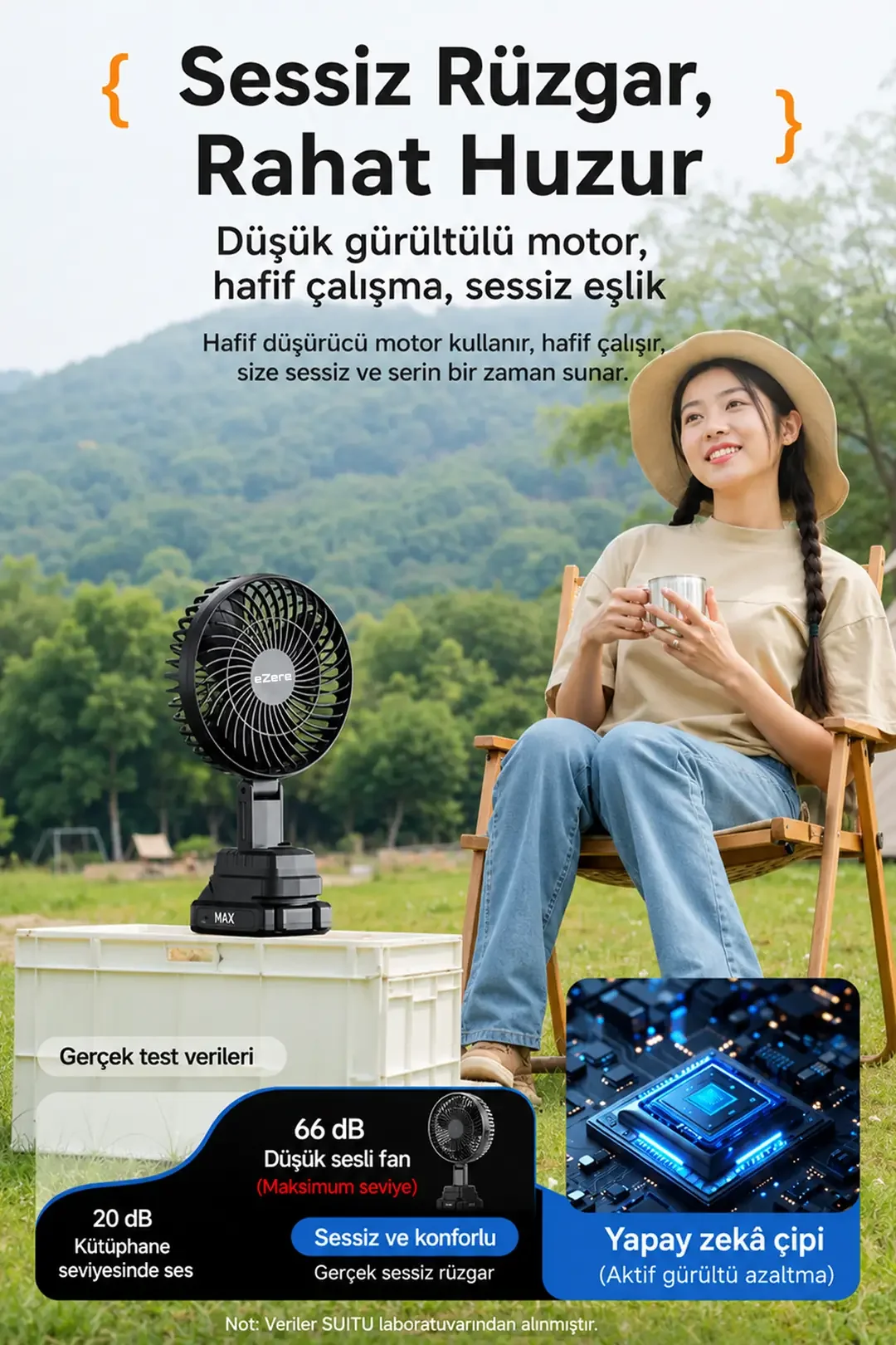 Ezere AirMax Şarjlı Taşınabilir Outdoor Fan Vantilatör ST-7997-1852