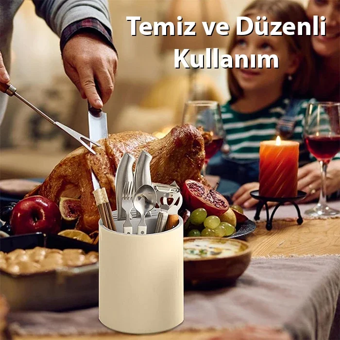 EZERE Çatal - Bıçak - Kaşık Saklama Ve Kurutma Kutusu Dönebilen Mutfak Düzenleyici-1852 Fiyatı, Yorumları ve Özellikleri
