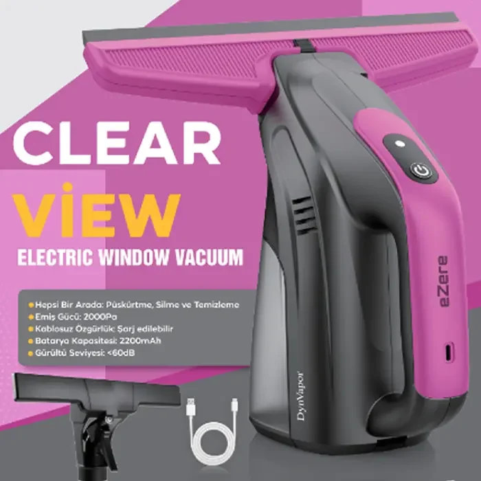 Ezere ClearView Şarjlı Cam Temizleyici Silme Makinesi Mikrofiber Başlıklı-1852