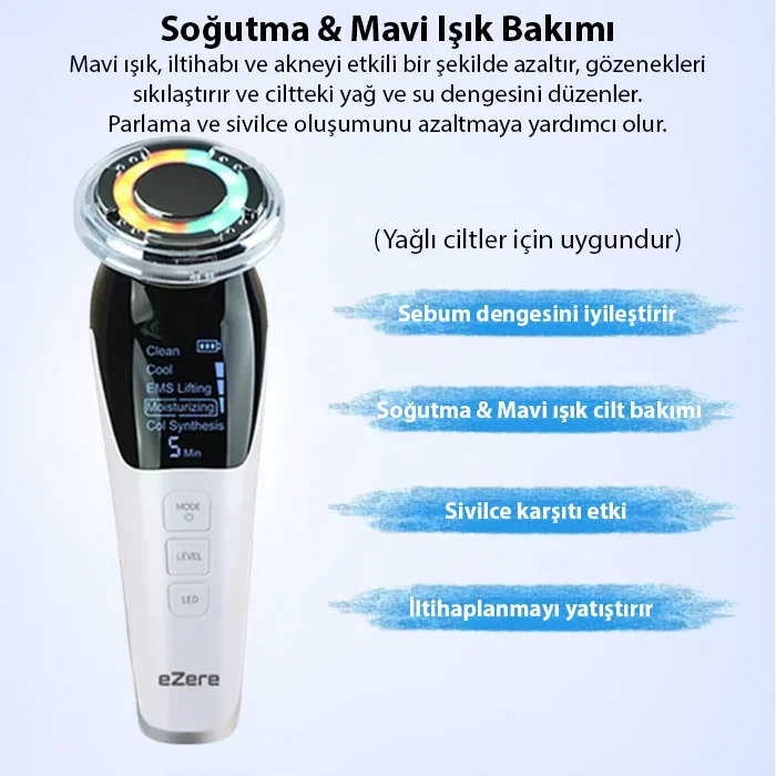 EZERE D818 Şarjlı Soğuk-Sıcak Kompresli EMS Lifting Cilt Bakım Cihazı - Kırışıklık Giderici