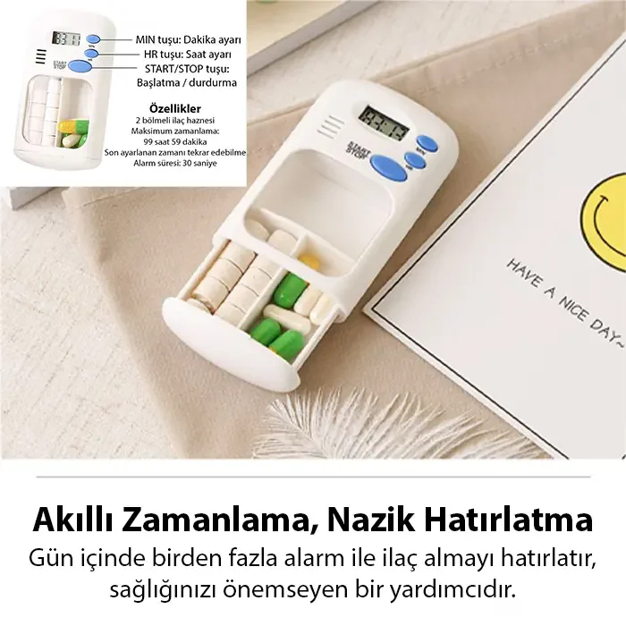 Ezere Elektronik Akıllı Zamanlayıcılı Taşınabilir Hap İlaç Kutusu - BPA İçermez-1852 Ezere Elektronik Akıllı Zamanlayıcılı Taşınabilir Hap İlaç Kutusu - BPA İçermez-1852