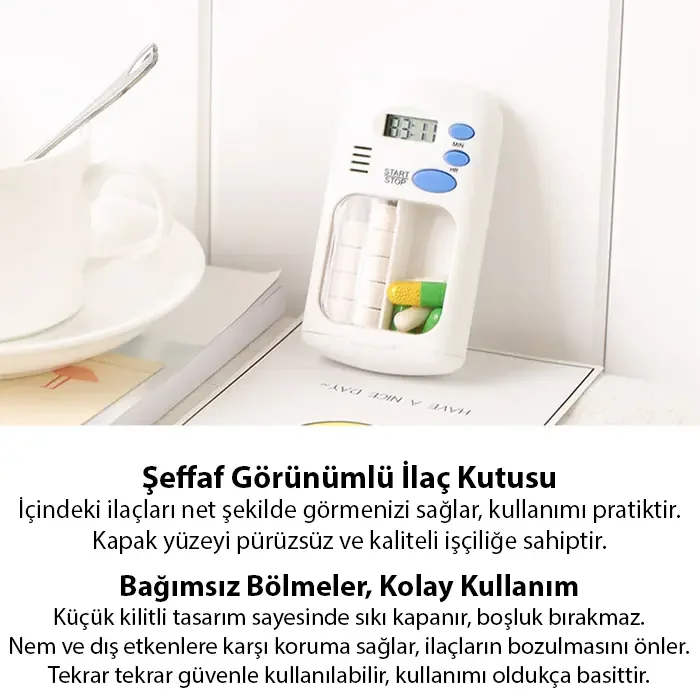 Ezere Elektronik Akıllı Zamanlayıcılı Taşınabilir Hap İlaç Kutusu - BPA İçermez-1852 Ezere Elektronik Akıllı Zamanlayıcılı Taşınabilir Hap İlaç Kutusu - BPA İçermez-1852