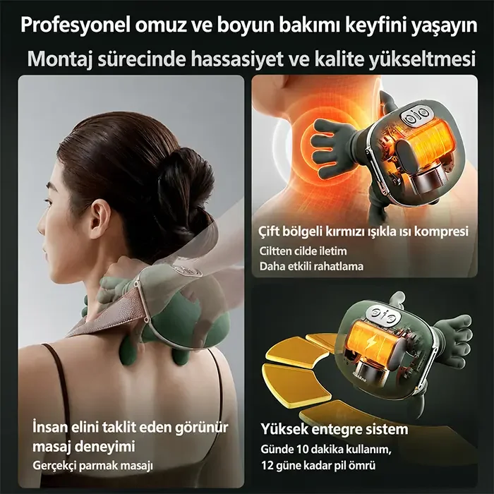 EZERE RelaxBuddy Pro OvmalıIsıtıcılı İnsan Eli Şeklinde Şarjlı Boyun Masaj Aleti-1852 Fiyatı, Yorumları ve Özellikleri