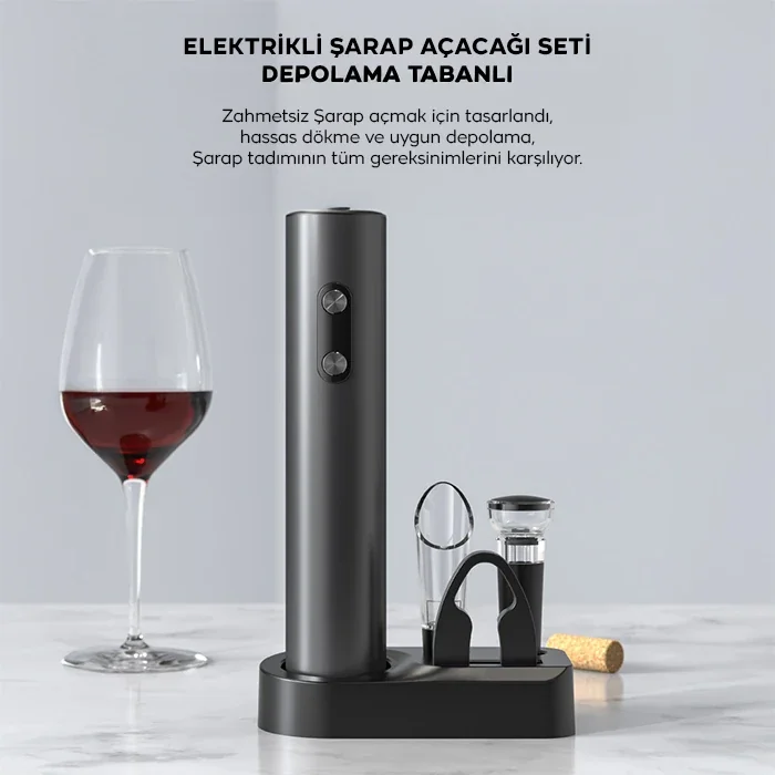 EZERE Sarjlı Otomatik Şarap Açacağı Tirbuşon Seti Şarap açma seti-1852 EZERE Sarjlı Otomatik Şarap Açacağı Tirbuşon Seti Şarap açma seti-1852