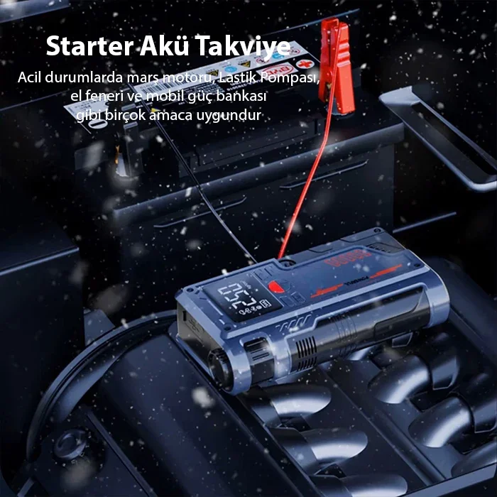 EZERE ST-9631 Pro Taşınabilir Göstergeli Araç Lastik Şişirme Ve Starter Akü Takviye Seti-1852 Fiyatı, Yorumları ve Özellikleri