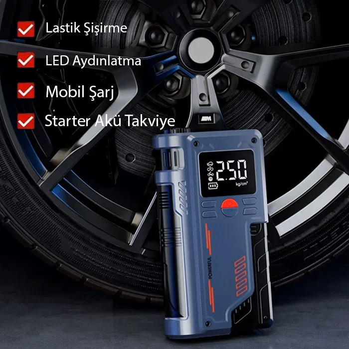 EZERE ST-9631 Pro Taşınabilir Göstergeli Araç Lastik Şişirme Ve Starter Akü Takviye Seti-1852 Fiyatı, Yorumları ve Özellikleri