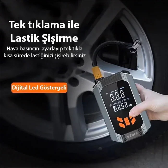 EZERE ST-9632D Taşınabilir Araç Lastik Şişirme Ve Starter Akü Takviye Seti-1852 EZERE ST-9632D Taşınabilir Araç Lastik Şişirme Ve Starter Akü Takviye Seti-1852