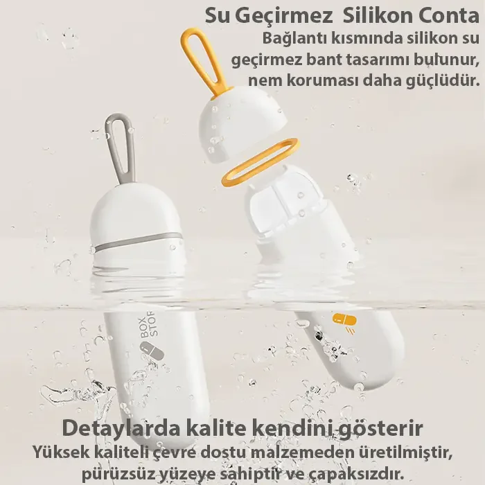 EZERE Taşınabilir 3 Bölmeli Nem Geçirmez Mini Hapİlaç Saklama Kutusu - BPA İçermez-1852