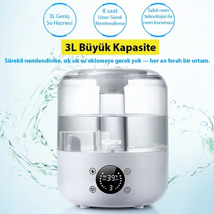 Ezere TH-413 Akıllı Dijital Hava Nemlendirici | 3L Kapasite Dokunmatik Panel Uzaktan Kumanda Sessiz Çalışma-1852 Ezere TH-413 Akıllı Dijital Hava Nemlendirici | 3L Kapasite Dokunmatik Panel Uzaktan Kumanda Sessiz Çalışma-1852