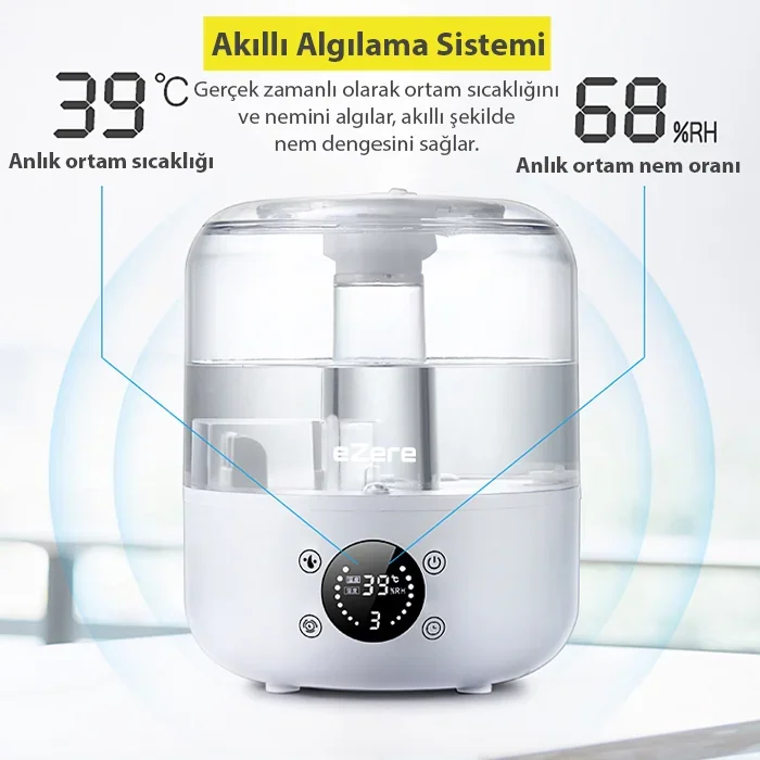 Ezere TH-413 Akıllı Dijital Hava Nemlendirici | 3L Kapasite Dokunmatik Panel Uzaktan Kumanda Sessiz Çalışma-1852 Ezere TH-413 Akıllı Dijital Hava Nemlendirici | 3L Kapasite Dokunmatik Panel Uzaktan Kumanda Sessiz Çalışma-1852