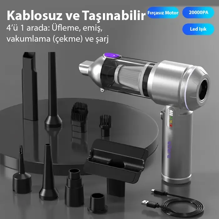EZERE Vacpro 20000pa Güçlü Dijital Göstergeli Vakumlu Kablosuz Üflemeli Mini Araç Süpürgesi-1852 EZERE Vacpro 20000pa Güçlü Dijital Göstergeli Vakumlu Kablosuz Üflemeli Mini Araç Süpürgesi-1852