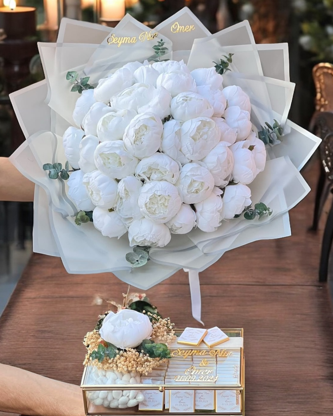 Cyzhome Ezra Gold Söz Nişan Kız İsteme Çikolatası Ve İsteme Çiçeği Seti