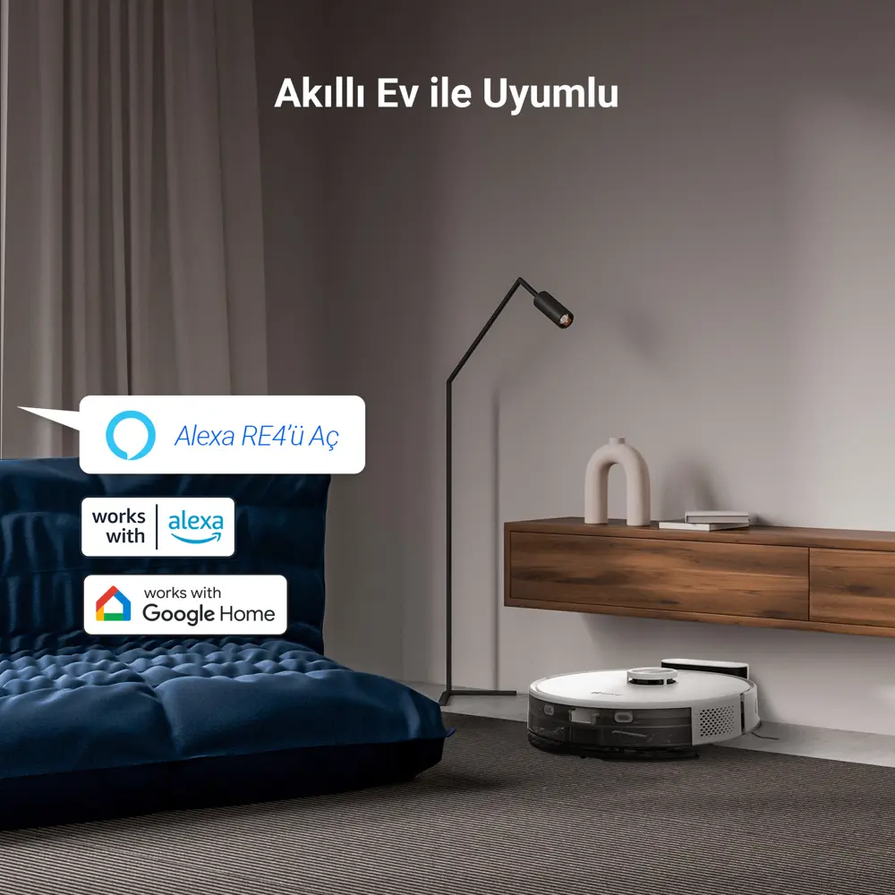 EZVIZ RE4 Akıllı Robot Süpürge ve Paspas Temizleyici, 4000 Pa Vak
