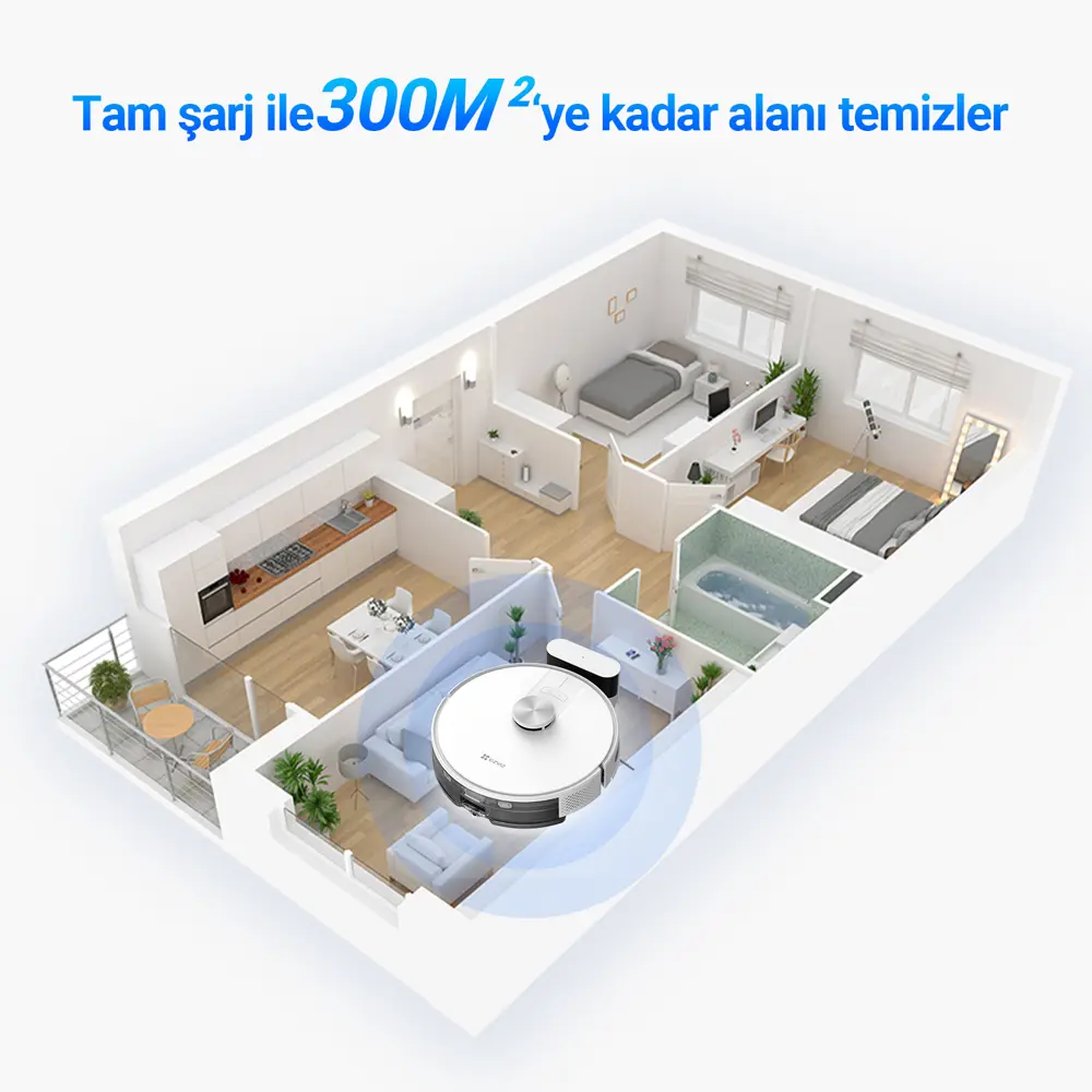 EZVIZ RE4 Akıllı Robot Süpürge ve Paspas Temizleyici, 4000 Pa Vak