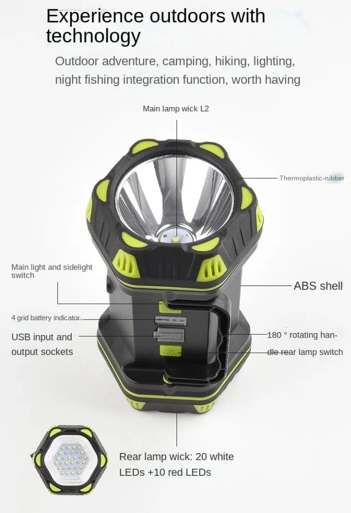 F-262 Yeni Güçlü Çift Taraflı Taşınabilir Spot Ve Işıldak Usb Pow