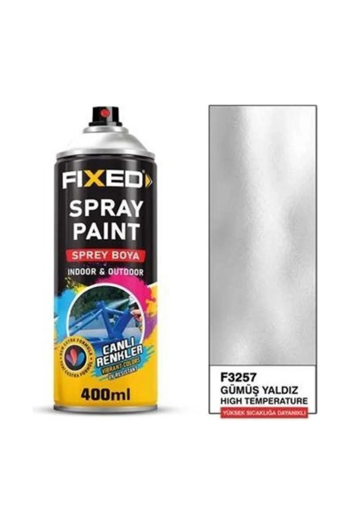 F-3257 Sprey Boya Akrilik - Gümüş Yaldız Yüksek Isıya Dayanıklı 320GR 400ML(500°C)