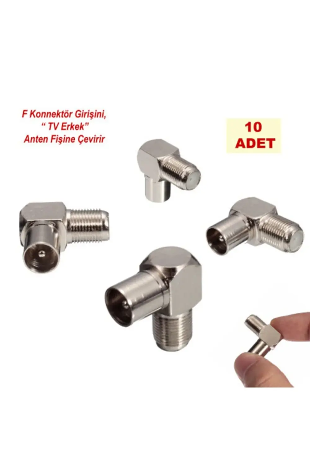 F Dişi - Tv Anten Erkek Çevirici "l" Tipi Fiş - 10 adet