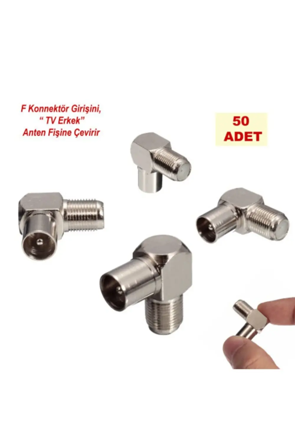 F Dişi - Tv Anten Erkek Çevirici "l" Tipi Fiş - 5 Adet