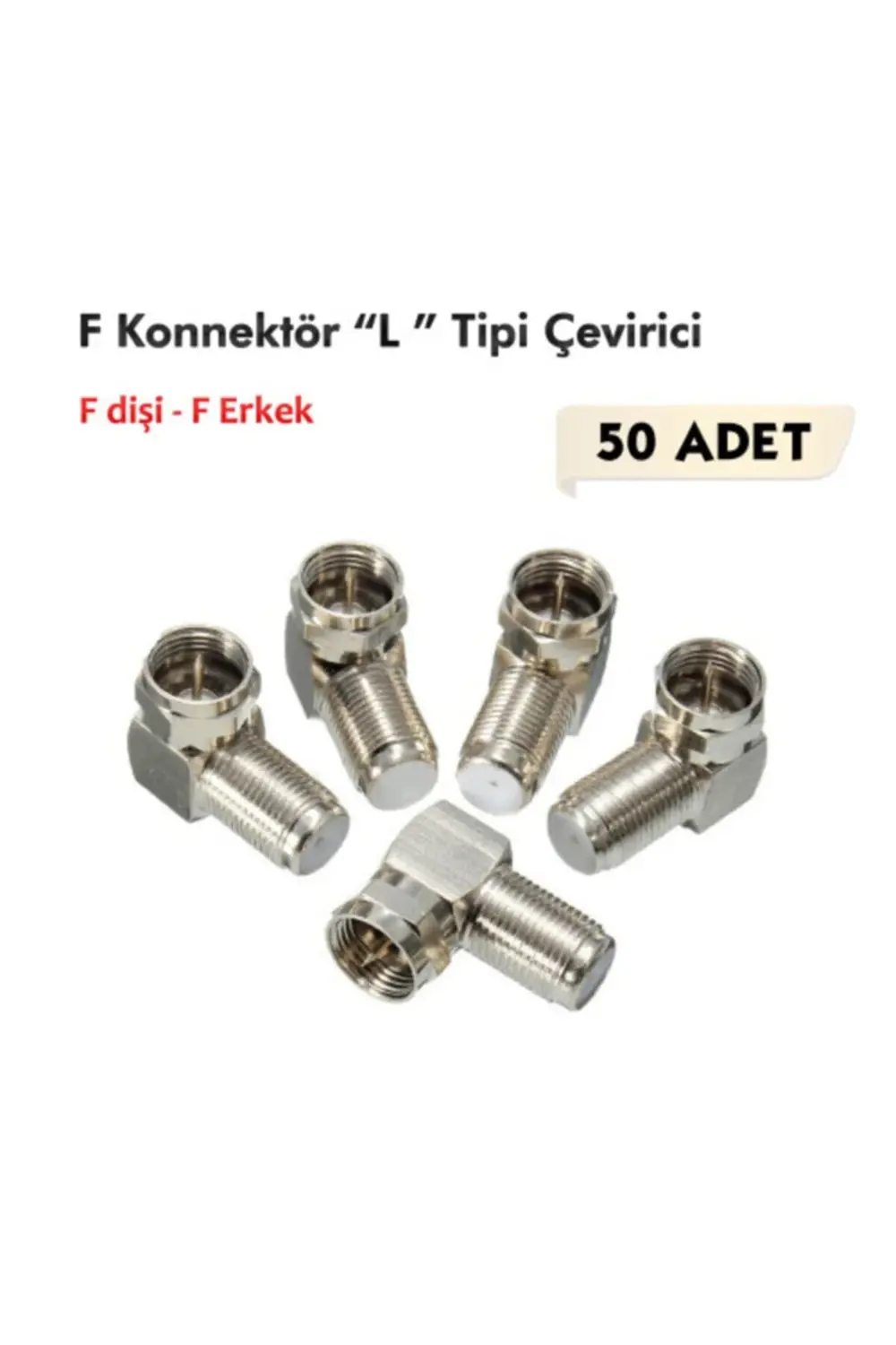 F Konnektör "l" Tipi Çevirici Fiş 50 Adet
