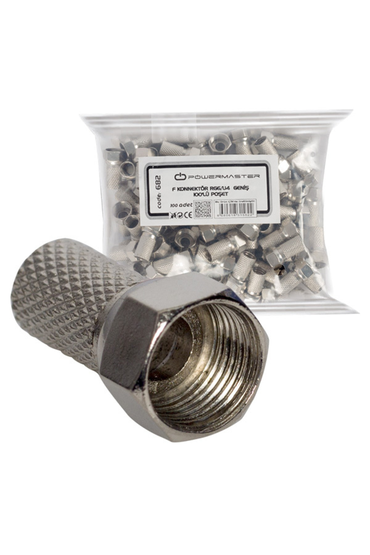 F Konnektör Rg6/u4 18mm Geniş 100lü --- Poşet ---uj-2004