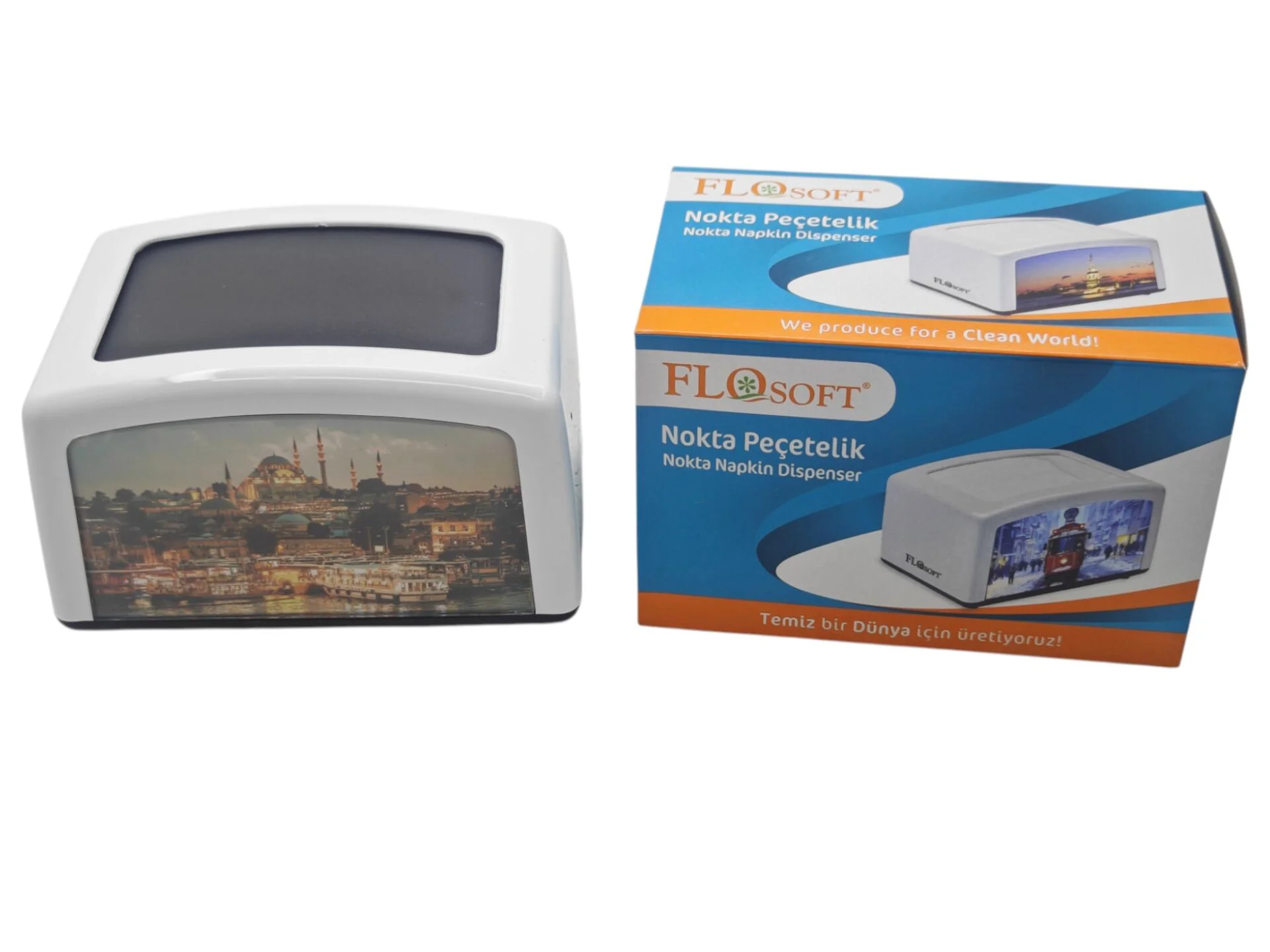 F030   Flosoft Yatay Nokta Peçetelik - Beyaz